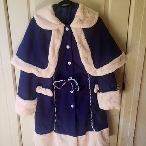 Ice Princess Lolita Navy Blue Winter Coat 3XL